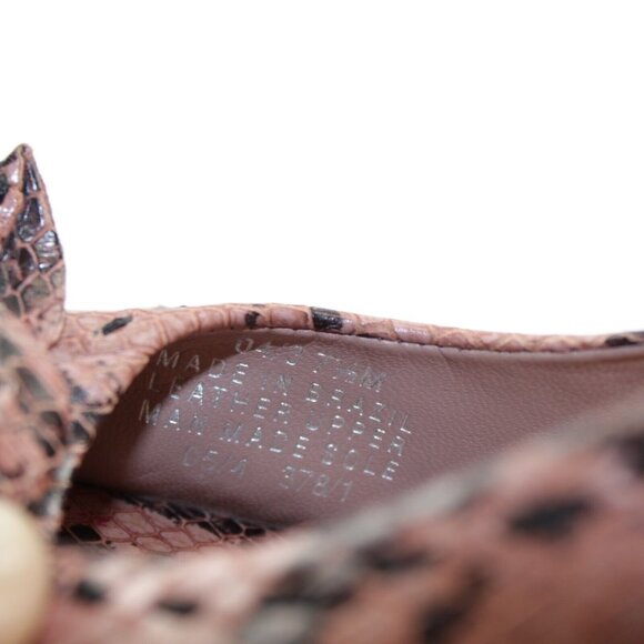 Franco Sarto Women Pump Size 7.5 Pink Snakeskin Leather Peep Toe Heel Dress Shoe - Picture 11 of 13